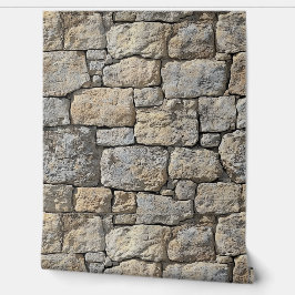 Castlecore Beige stenen muur Behang