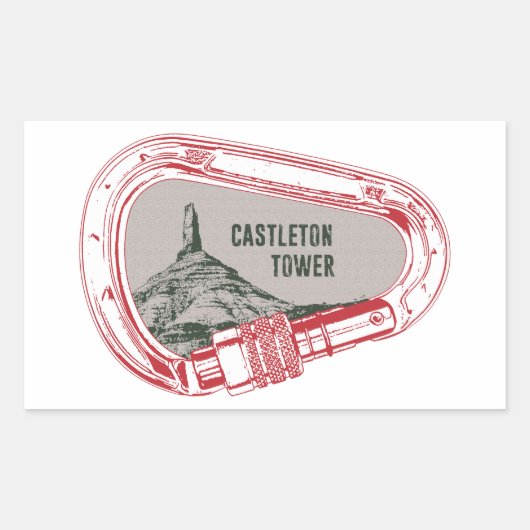 Castleton Tower, klimmer Carabiner Rechthoekige Sticker (Voorkant)