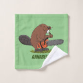 Castor drôle avec humour de dessin animé de tronço (Gant de toilette)