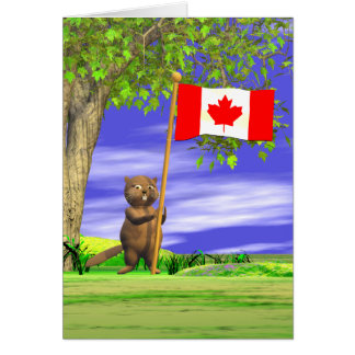 Castor et drapeau canadiens