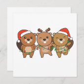 Castor Noël Noël Animaux Mignon Invitation Castor (Devant / Derrière)
