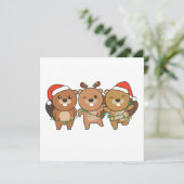 Castor Noël Noël Animaux Mignon Invitation Castor (Debout devant)