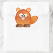 Castor Vierkante Sticker (Tas)