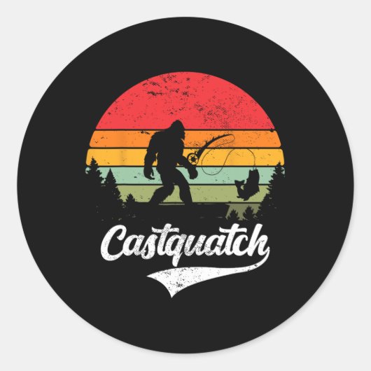 Castquatch Grappige Byss Visser Vissen Meme Ronde Sticker (Voorkant)