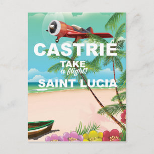 Castrie Saint Lucia vintage reisposter Briefkaart