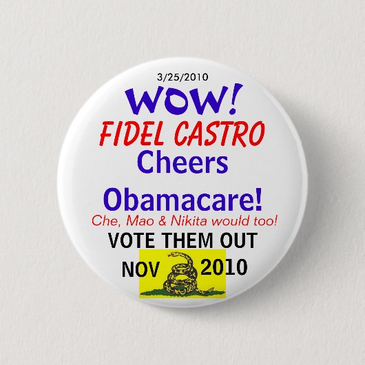 Castro Cheers Obamacare Ronde Button 5,7 Cm (Voorkant)