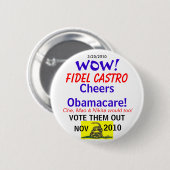 Castro Cheers Obamacare Ronde Button 5,7 Cm (Voorkant /achterkant)