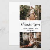 Casual Afstuderen Twee Foto Dank u Manuscript Bedankkaart (Voorkant / Achterkant)