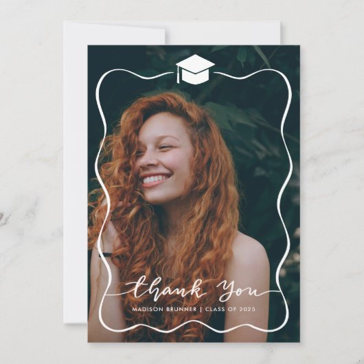 Casual Bedankt Script Afstuderen Pet Foto (Voorkant)