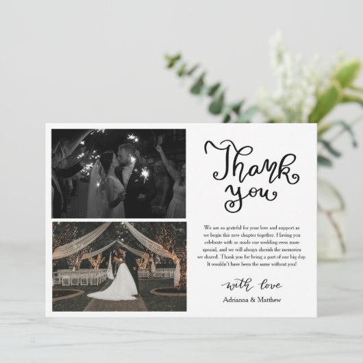 Casual Bedankt Script Wedding Photo Collage (Staand voorkant)