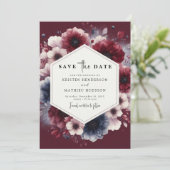 Casual Bourgondische bruiloft Save The Date (Staand voorkant)