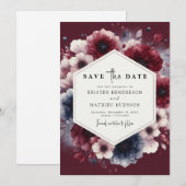 Casual Bourgondische bruiloft Save The Date (Voorkant / Achterkant)