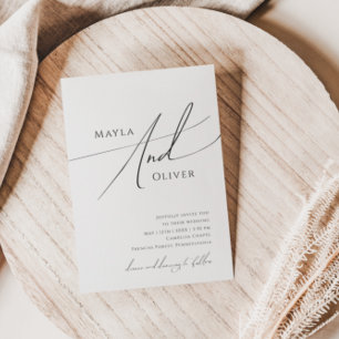 Casual bruiloft met miniatuurscript kaart