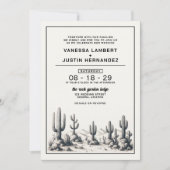 Casual Cactus Bruiloft met QR Code & Details Kaart (Voorkant)