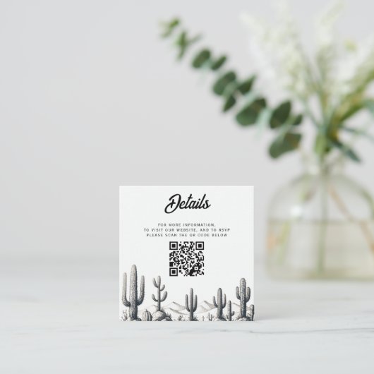 Casual Cactus Bruiloft QR Code Informatiekaartje (Staand voorkant)