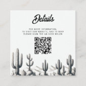 Casual Cactus Bruiloft QR Code Informatiekaartje (Voorkant)