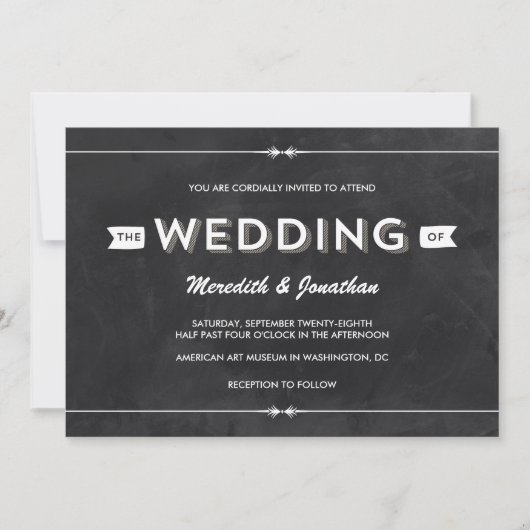 Casual Chalkboard Wedding Kaart (Voorkant)