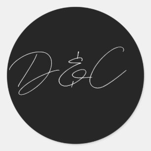 Casual chique handschrift stijl bruiloft ronde sticker