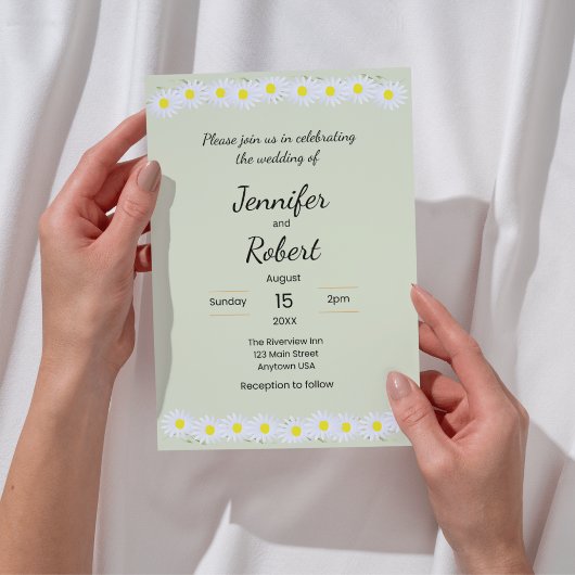 Casual Daisy Wedding Invitation Kaart