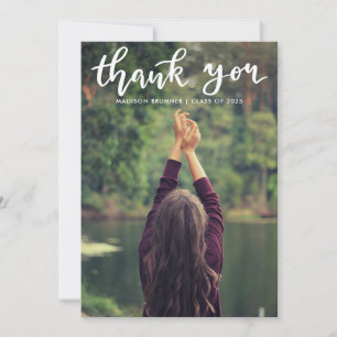 Casual Dank u Typografie Script Afstuderen Foto Bedankkaart