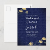 Casual Denim en Wild Flowers Wedding Briefkaart (Voorkant / Achterkant)
