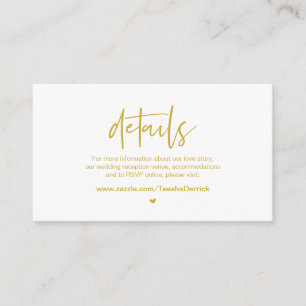 Casual elegantie, Gold font, Weddengegevens Informatiekaartje