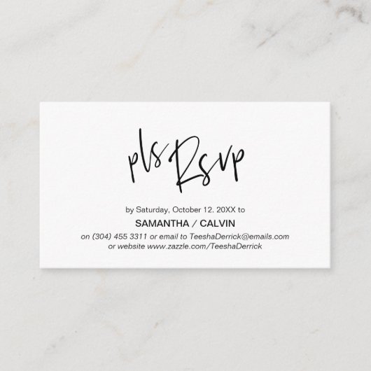 Casual elegantie, zwart grijs script, RSVP reagere Informatiekaartje (Voorkant)