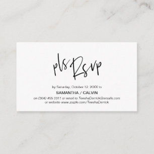Casual elegantie, zwart grijs script, RSVP reagere Informatiekaartje