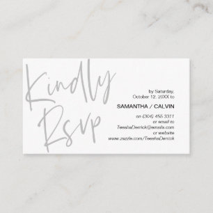 Casual elegantie, zwart grijs script, RSVP reagere Informatiekaartje