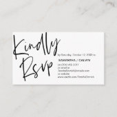 Casual Elegantie, Zwart Script, RSVP reageren Informatiekaartje (Voorkant)