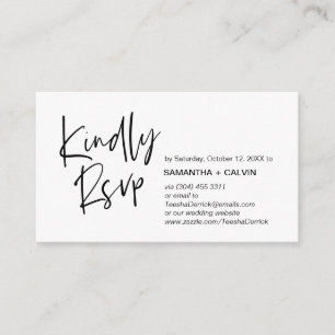 Casual Elegantie, Zwart Script, RSVP reageren Informatiekaartje