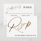 Casual Faux Gold Handschrift RSVP Song Aanvraag Informatiekaartje (Voorkant / Achterkant)
