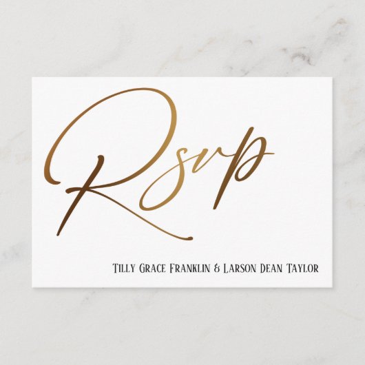 Casual Faux Gold Handschrift RSVP Song Aanvraag Informatiekaartje (Voorkant)