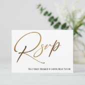 Casual Faux Gold Handschrift RSVP Song Aanvraag Informatiekaartje (Staand voorkant)