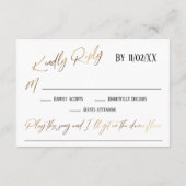 Casual Faux Gold Handschrift RSVP Song Aanvraag Informatiekaartje (Achterkant)
