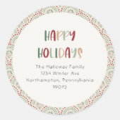 Casual feestelijke Prettige feestdagen envelopverz Ronde Sticker (Voorkant)