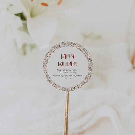 Casual feestelijke Prettige feestdagen envelopverz Ronde Sticker