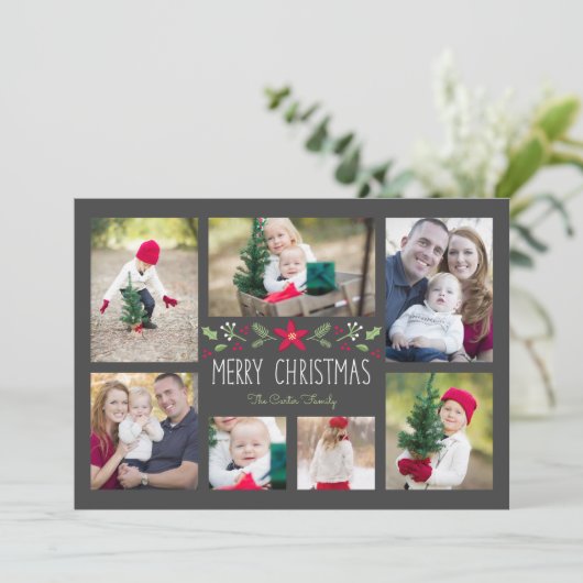 Casual Folk Floral Vakantie Kaart (Staand voorkant)