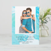 Casual foto Weddenschap Turquoise Save the Date (Staand voorkant)