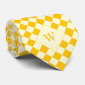 Casual geel geruit monogram stropdas (Opgerold)