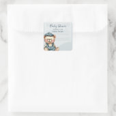 Casual gezellige Baby shower uitnodiging Vierkante Sticker (Tas)