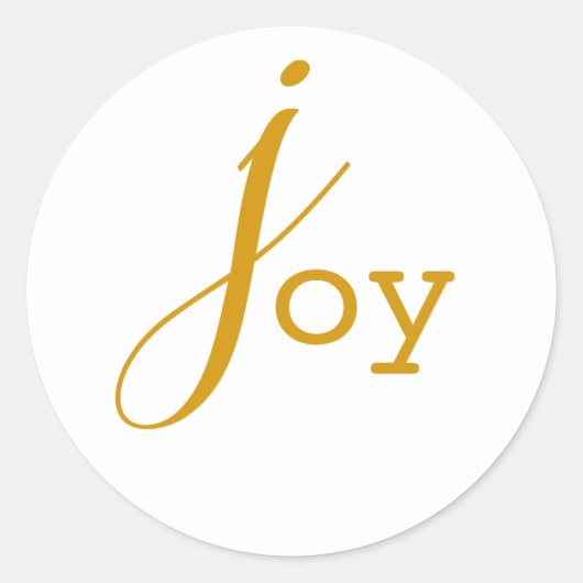 Casual Goud en Wit Vreugde Ronde Sticker (Voorkant)