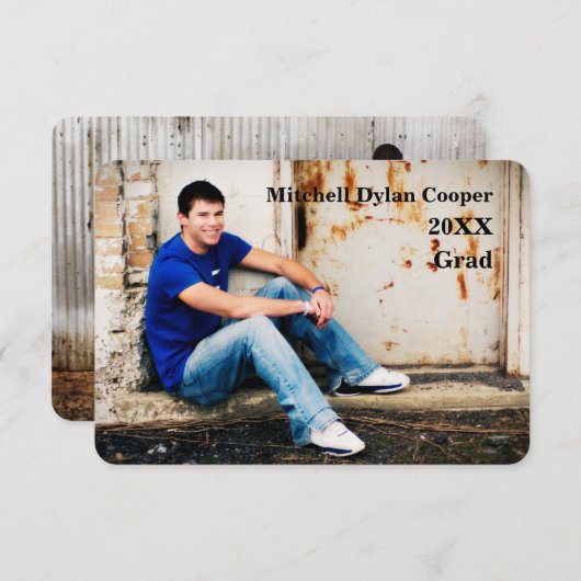 Casual Grunge - 3x5 Afstuderen Aankondiging (Voorkant / Achterkant)