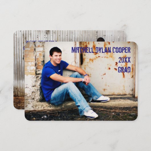 Casual Grunge - 3x5 Afstuderen Aankondiging (Voorkant / Achterkant)