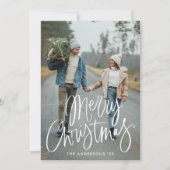 Casual handgeschreven kerstfoto met handschrift feestdagenkaart (Voorkant)