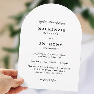 Casual Handgeschreven Wedding Black & White Arch Kaart