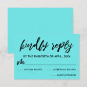 Casual Handschrift Aqua Bruiloft RSVP Kaart (Voorkant / Achterkant)