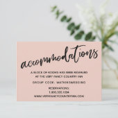 Casual Handschrift Blush Trouwaccommodaties Informatiekaartje (Staand voorkant)