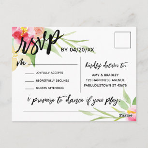 Casual handschrift Boho Floral RSVP Song Verzoek Briefkaart