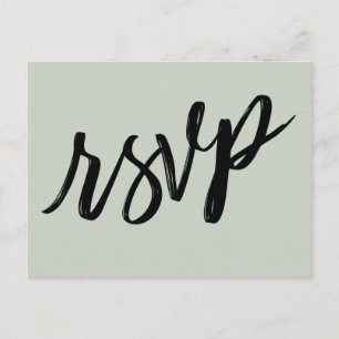Casual handschrift Bold Sage Green RSVP Briefkaart